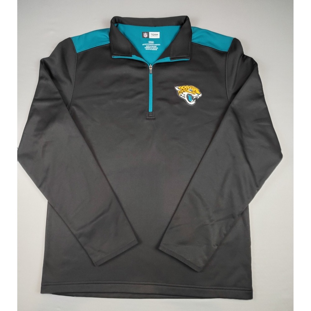 Jacksonville Jaguars NFL Mens Medium 1/4 Zip Pullover Black Teal Football L/S